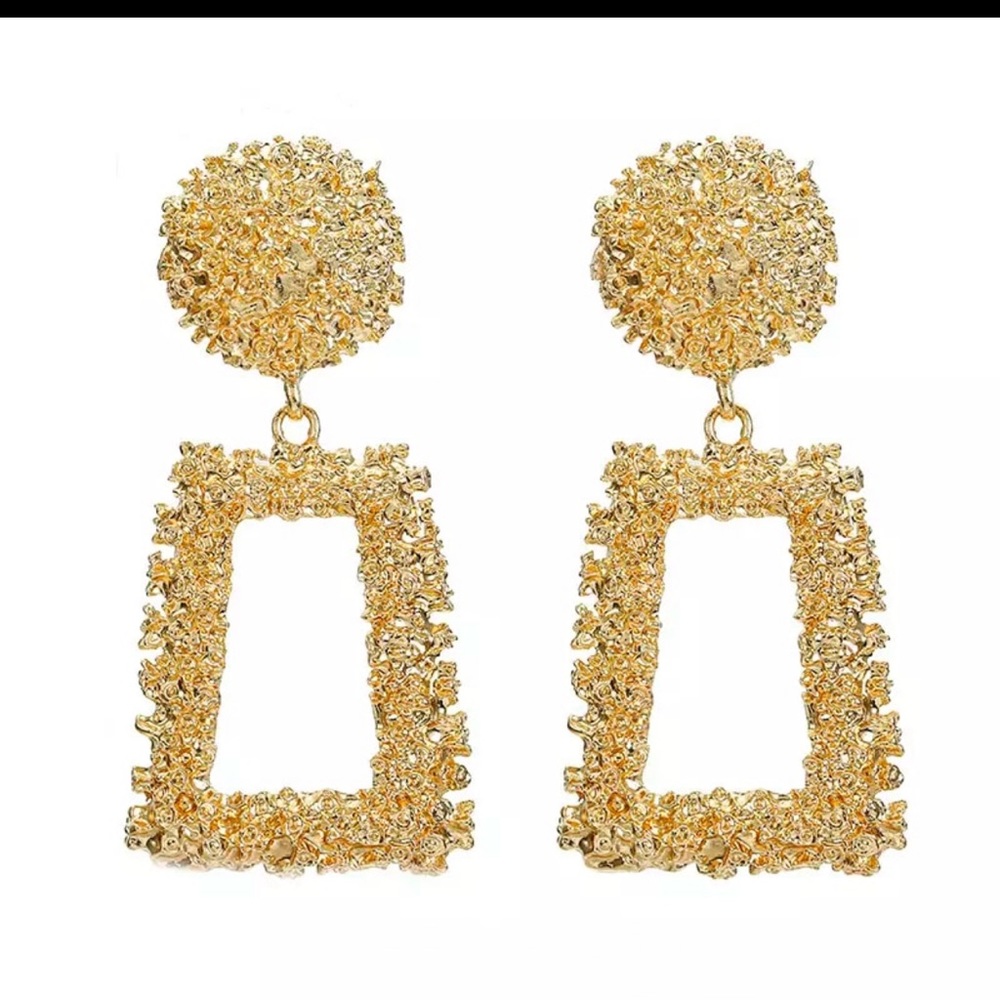 New Vintage Gold Silver Plated Geometric Big Round Clip on Earrings for Women